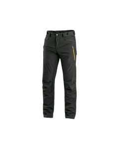 Spodnie softshell CXS Akron czarne z zółto-pomarańczowymi dodatkami